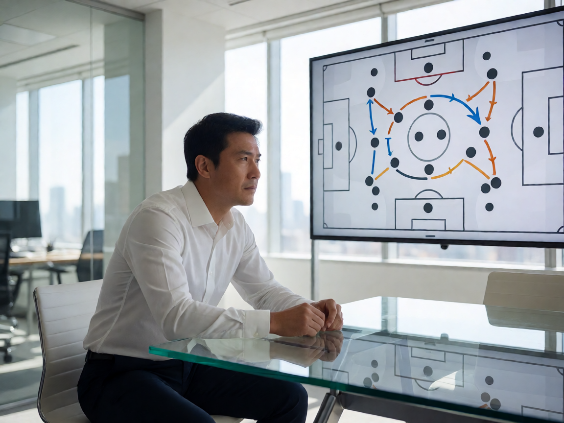 足球比赛战术分析图展示球队阵型与跑位